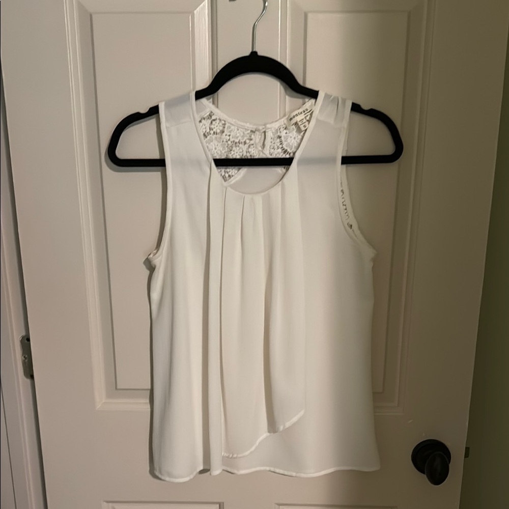 Monteau Cream Sleeveless Pleated Tank Top